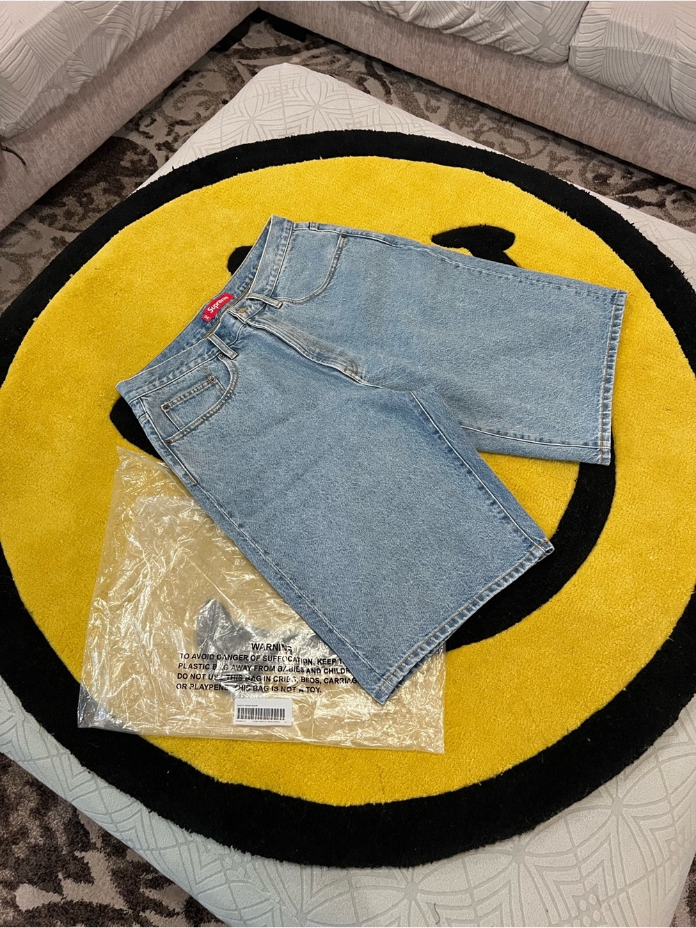 Supreme Light Blue Denim baggy jorts